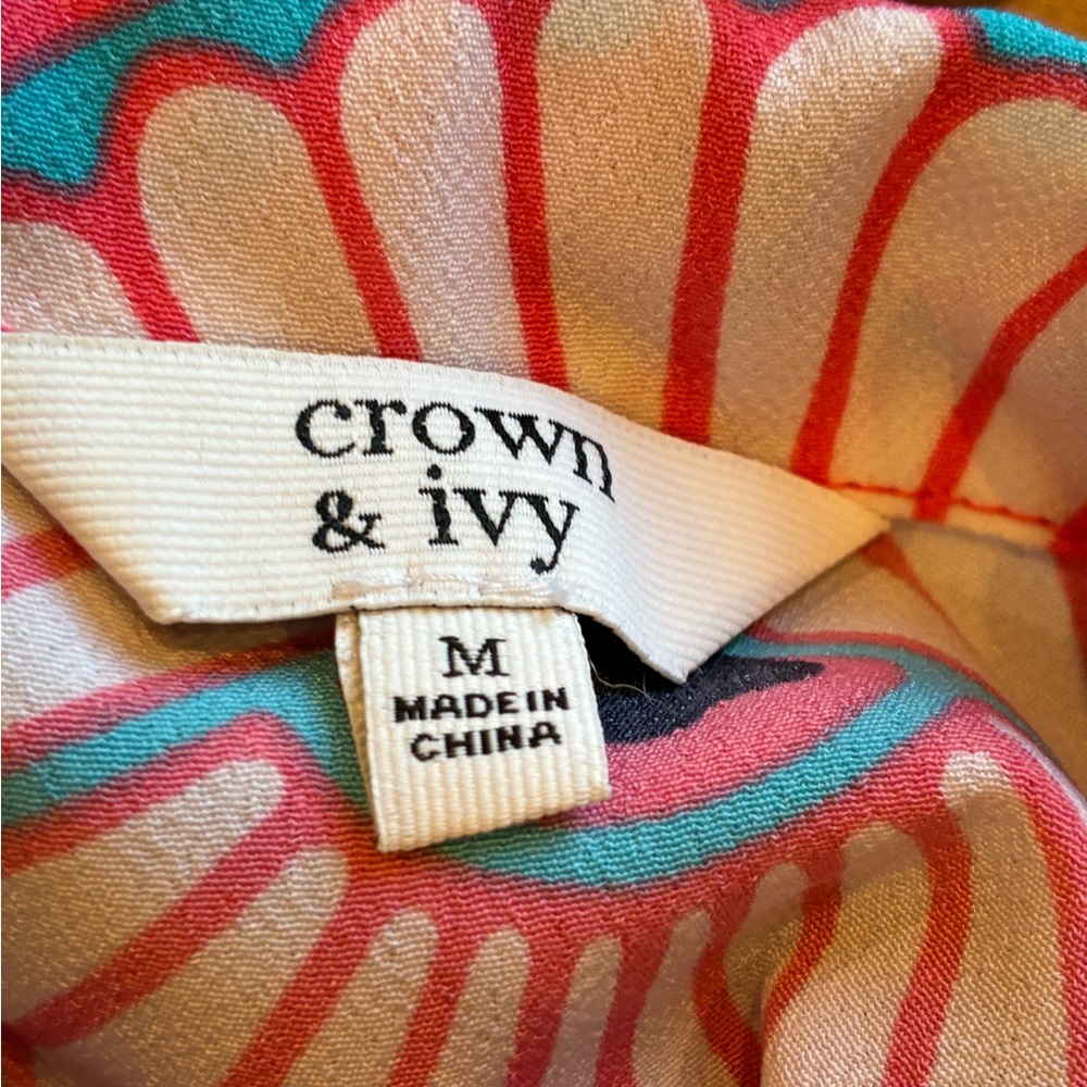 Crown & Ivy Pink and Teal Patterned Midi Dress - Picture 6 of 10